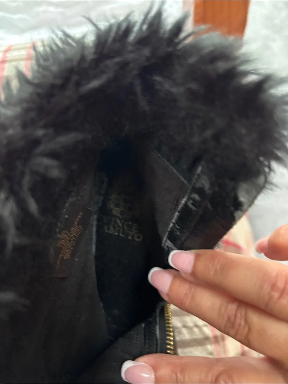 Vince Camuto Black Faux-Fur Mid-Calf Winter Boots